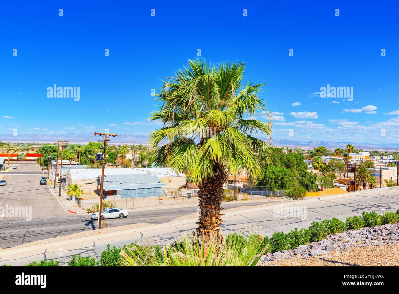 Vista panoramica di una piccola cittadina americana in California. Stati Uniti d'America. Foto Stock