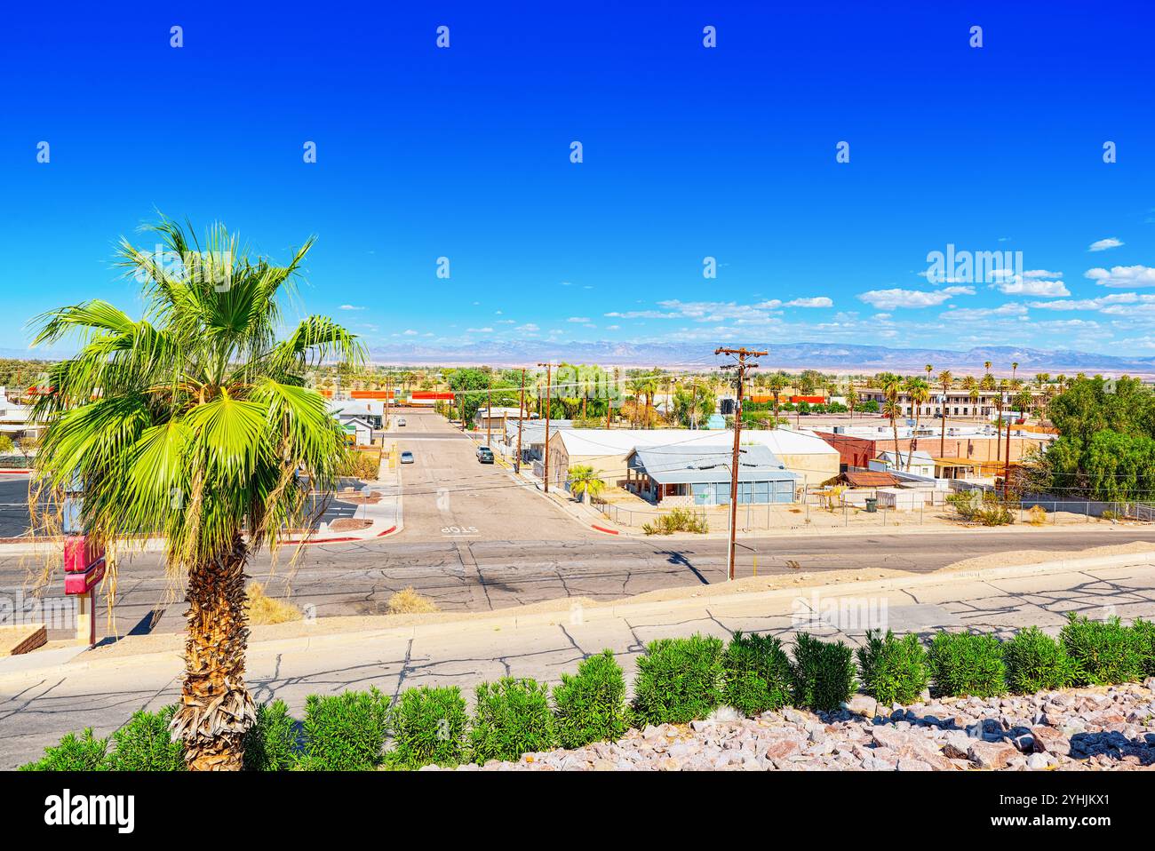 Vista panoramica di una piccola cittadina americana in California. Stati Uniti d'America. Foto Stock