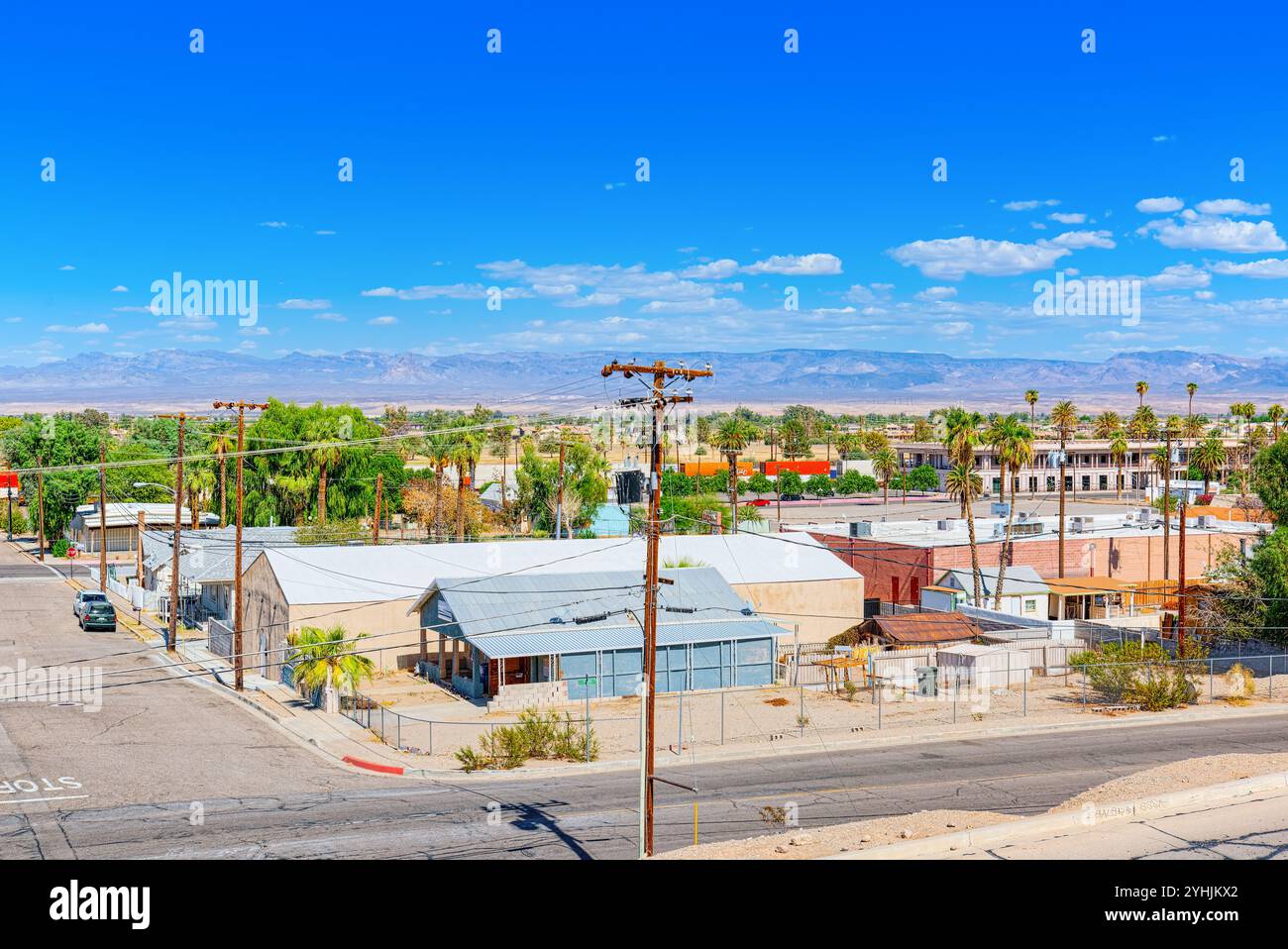 Vista panoramica di una piccola cittadina americana in California. Stati Uniti d'America. Foto Stock