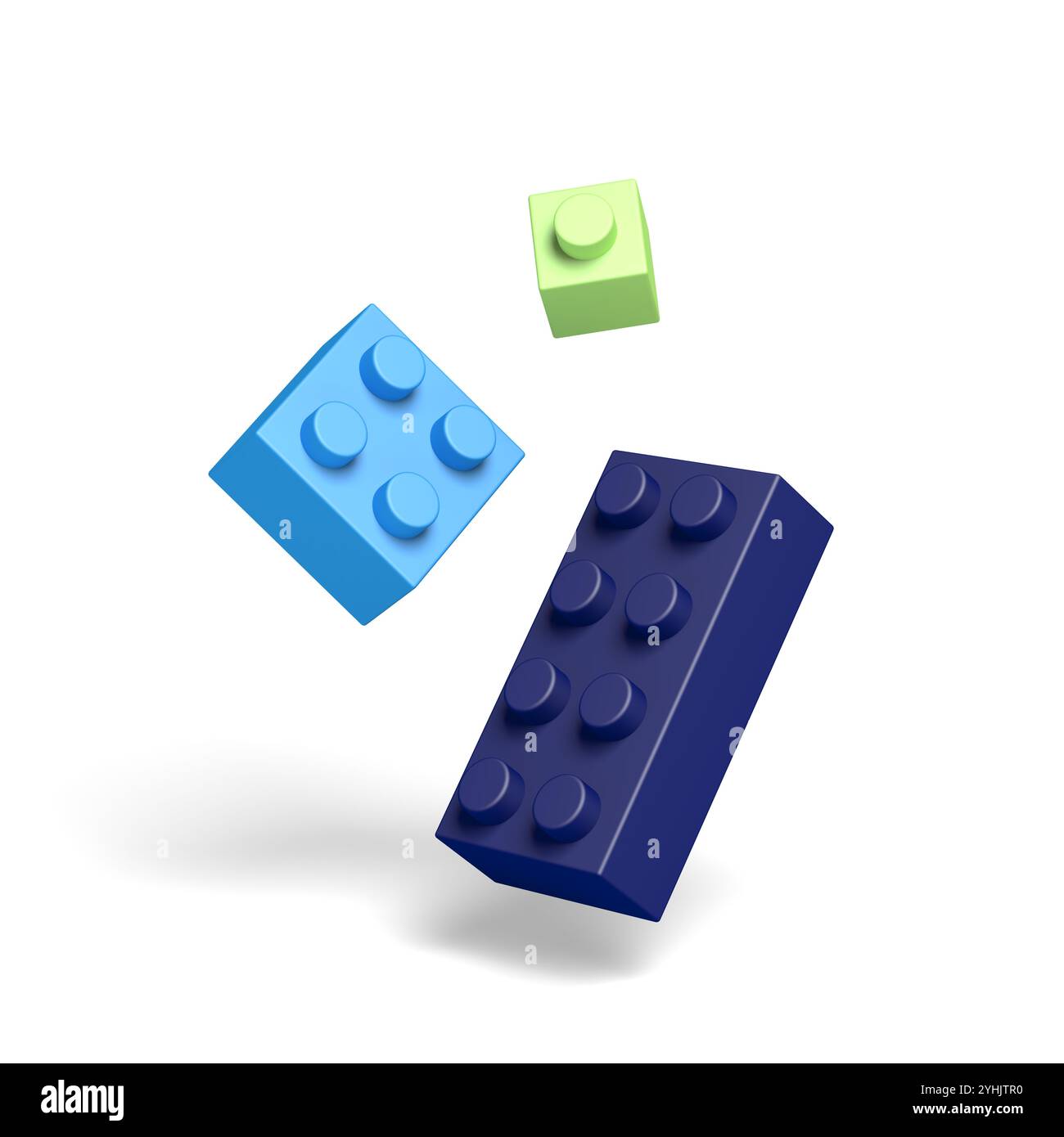 Blocchi di giocattoli di plastica. Mattoni. illustrazione 3d. Foto Stock