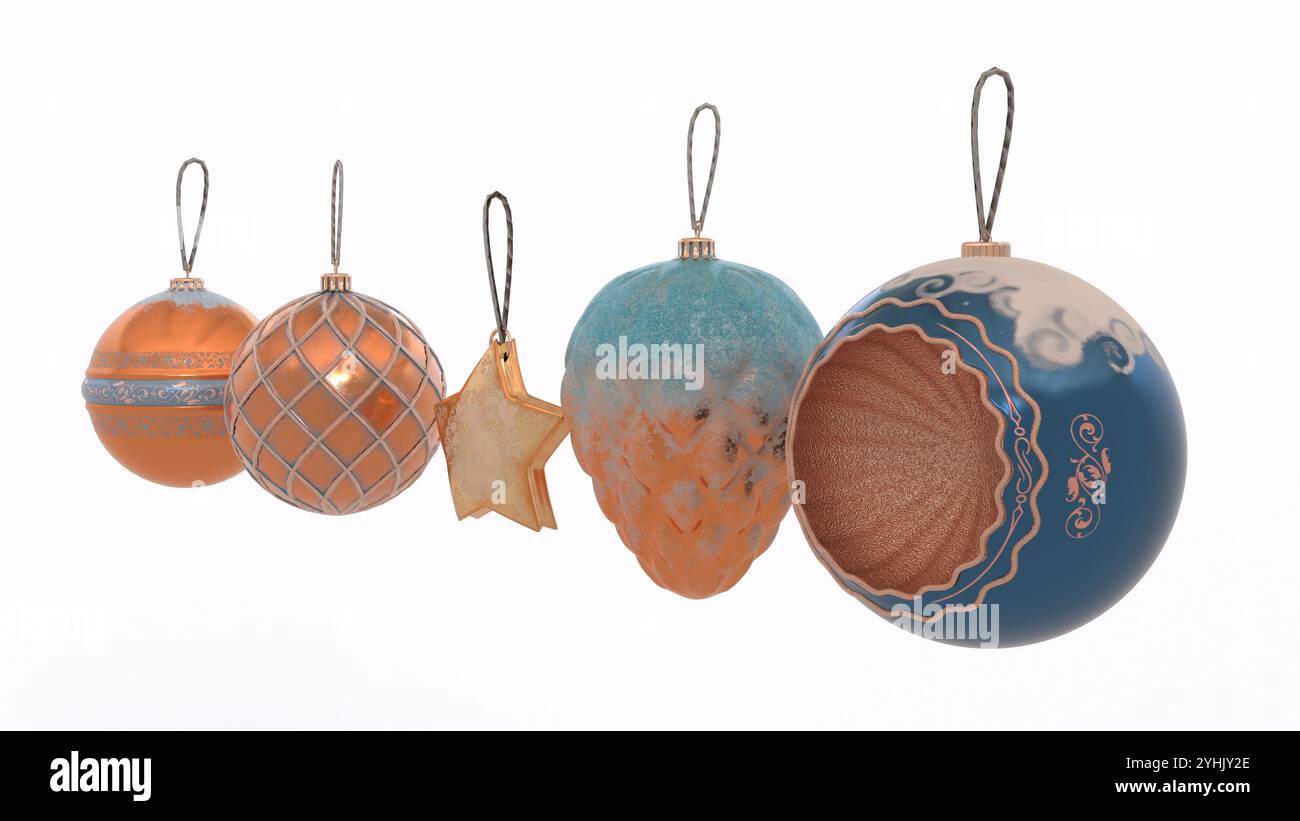 Ornamenti natalizi per la decorazione degli alberi Foto Stock