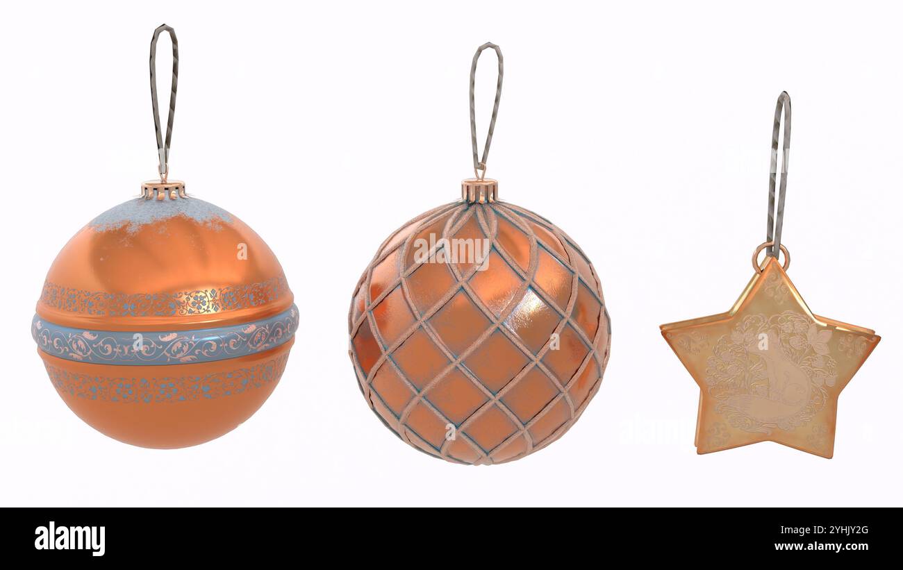 Ornamenti natalizi per la decorazione degli alberi Foto Stock