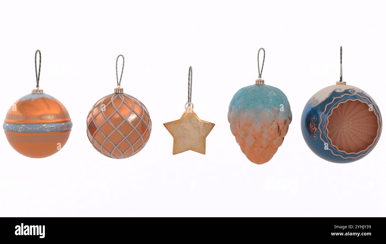 Ornamenti natalizi per la decorazione degli alberi Foto Stock