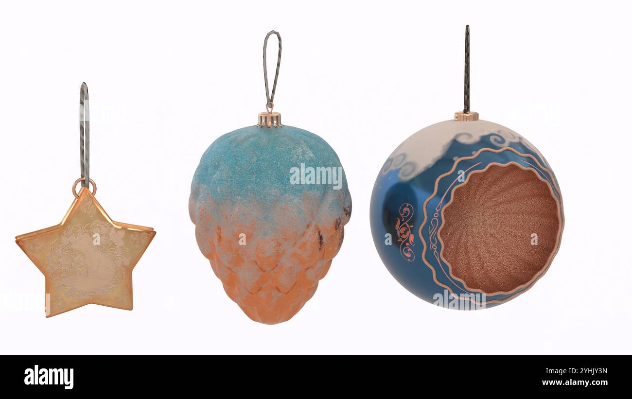 Ornamenti natalizi per la decorazione degli alberi Foto Stock