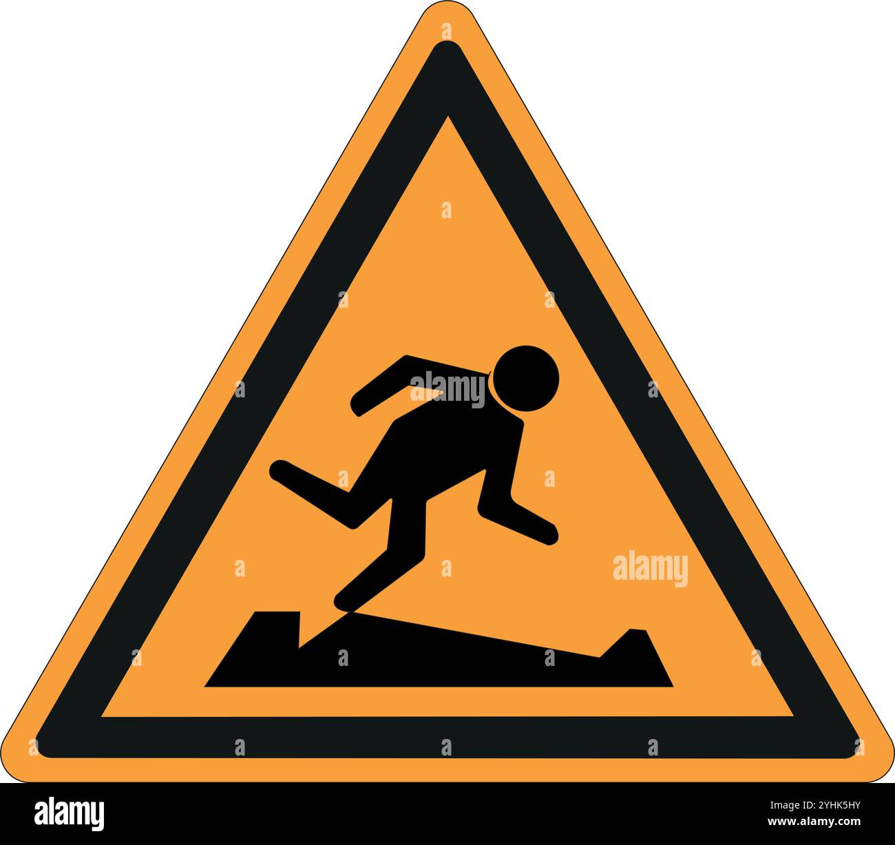 Segno triangolare irlandese su sfondo giallo scuro che indica un avvertimento di pericolo Illustrazione Vettoriale