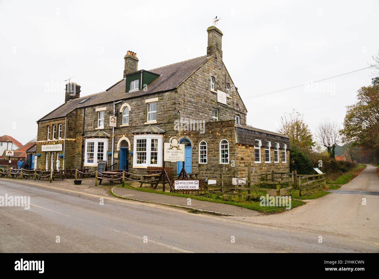 The Goathland Hotel, Aidensfield Arms nella serie TV Heartbeat. North Yorkshire, Inghilterra Foto Stock