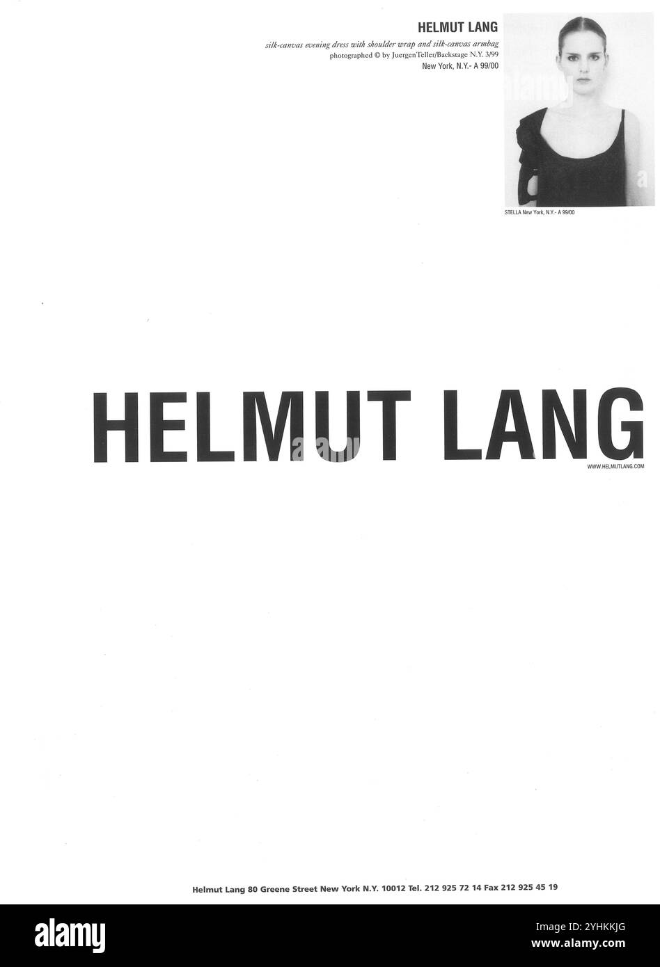 1999 Helmut Lang ad con la modella Stella Tennant Foto Stock