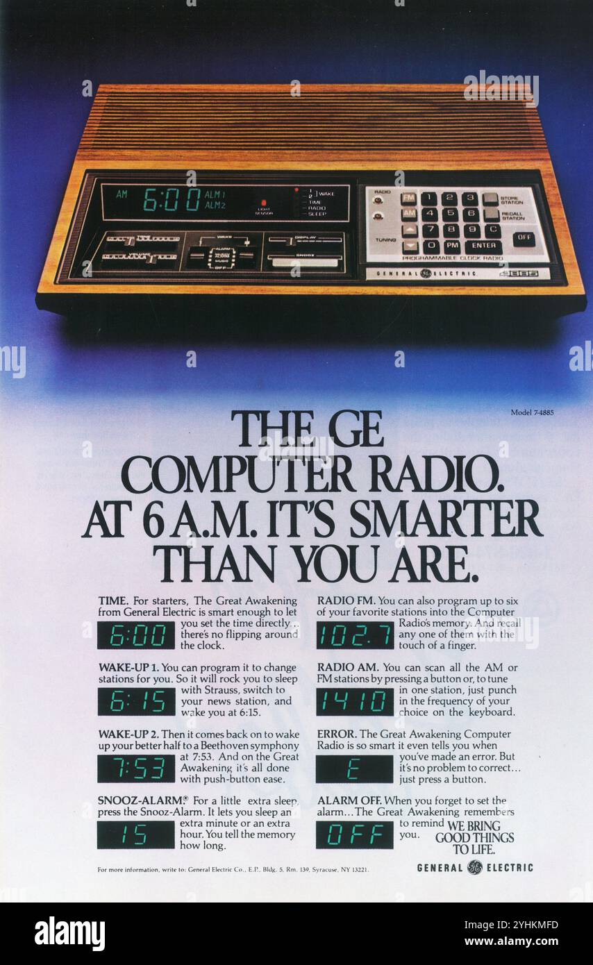1981 annuncio radio per computer GE General Electric Foto Stock