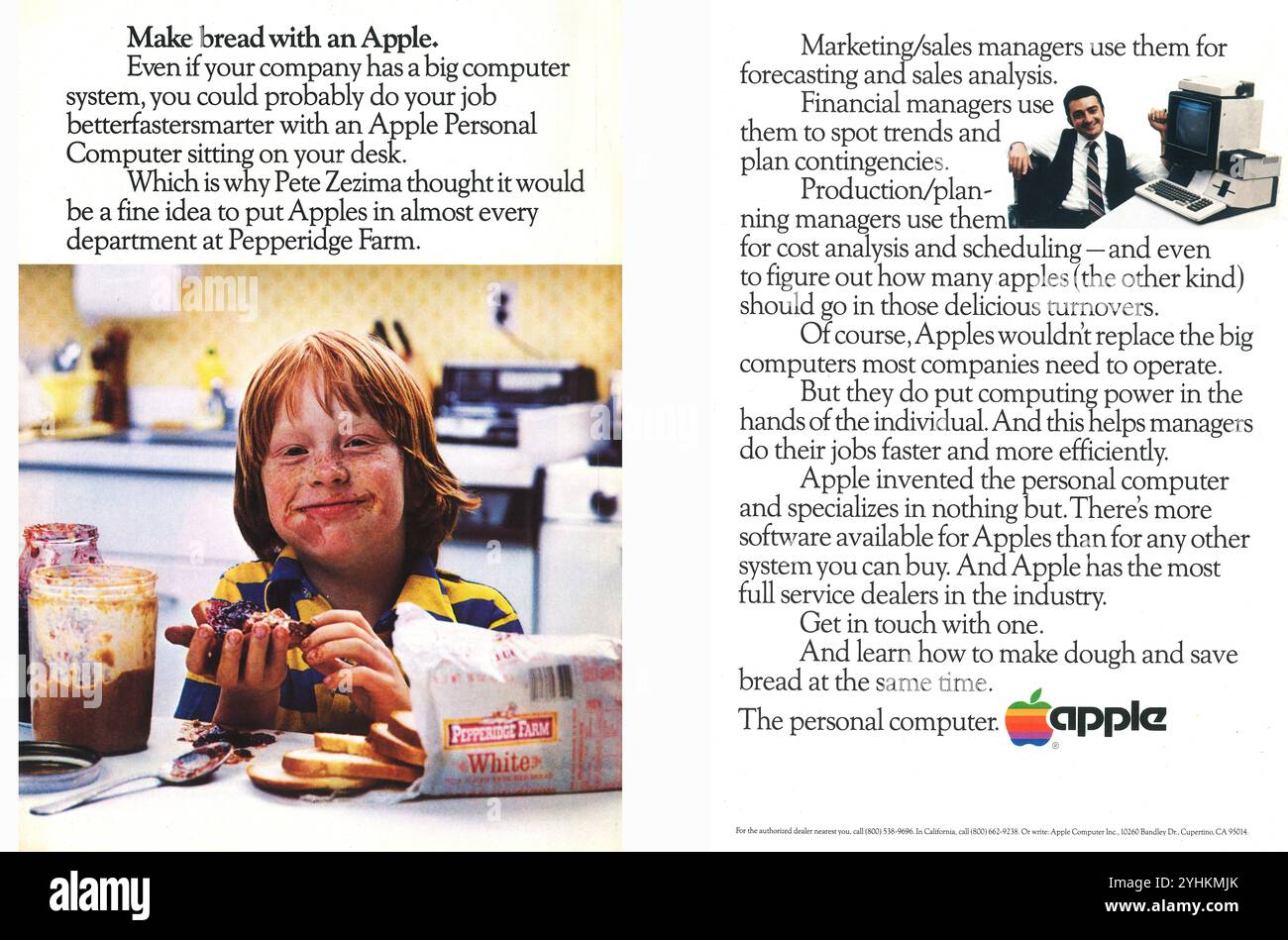 1981 annuncio Apple Computers - "fai il pane con una mela" - Pepperidge Farm Foto Stock