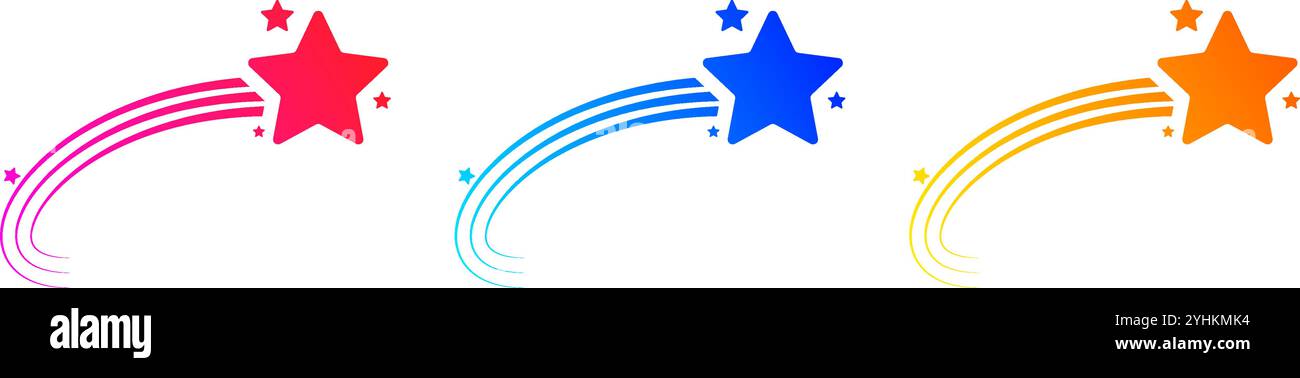 Stelle colorate con sentieri su uno sfondo bianco luminoso. Illustrazione vettoriale Illustrazione Vettoriale