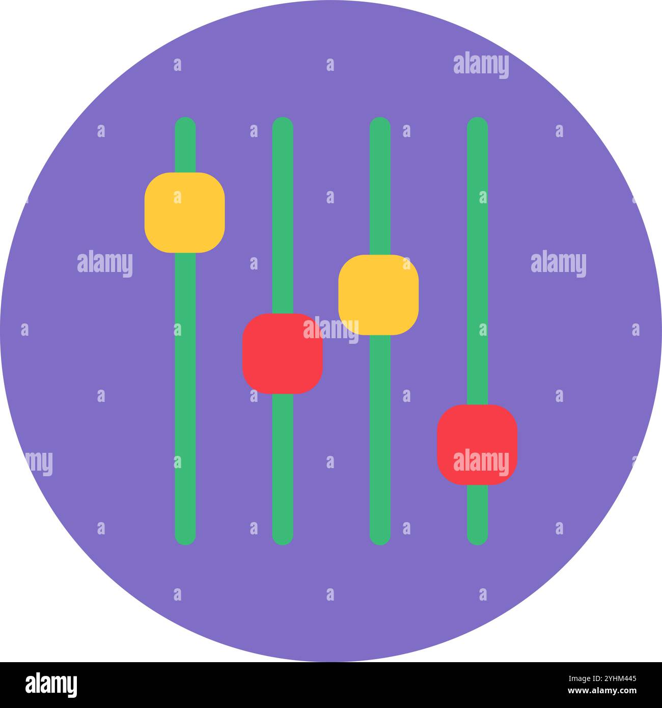 Adesivo rotondo equalizzatore musicale. Aspetto della sintonizzazione audio, icona del cerchio tecno astratto per un design tecnologico moderno e retrò. pict vettore di colori semplice Illustrazione Vettoriale