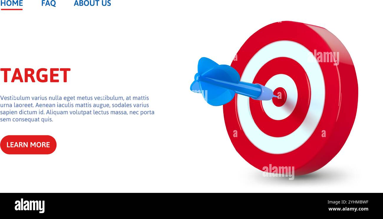 Freccia DART premere la tavola da disegno. Concetto di obiettivo rosso e bianco per raggiungere l'obiettivo e concentrarsi sulla strategia aziendale. Modello banner di targeting o. Illustrazione Vettoriale