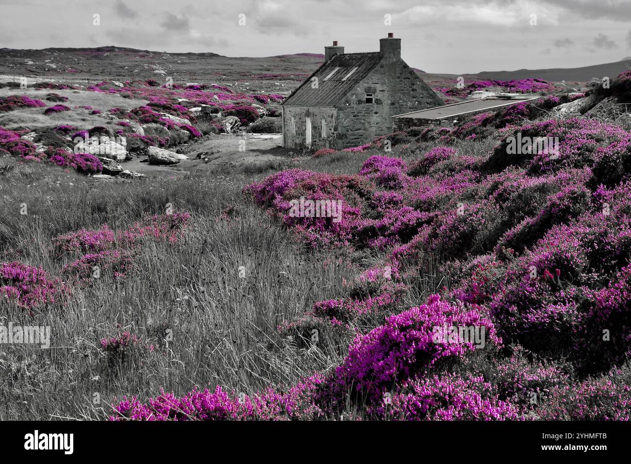 Splendida casa di pietra a North Uist, Ebridi esterne Foto Stock