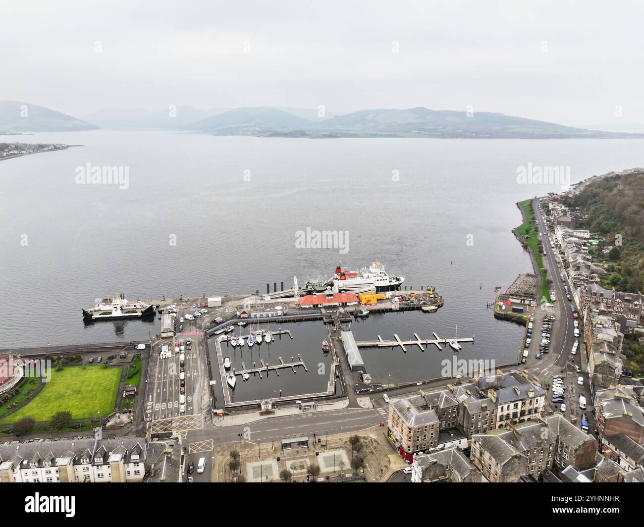 Vista aerea dall'alto dell'isola di Bute di Rothesay Foto Stock