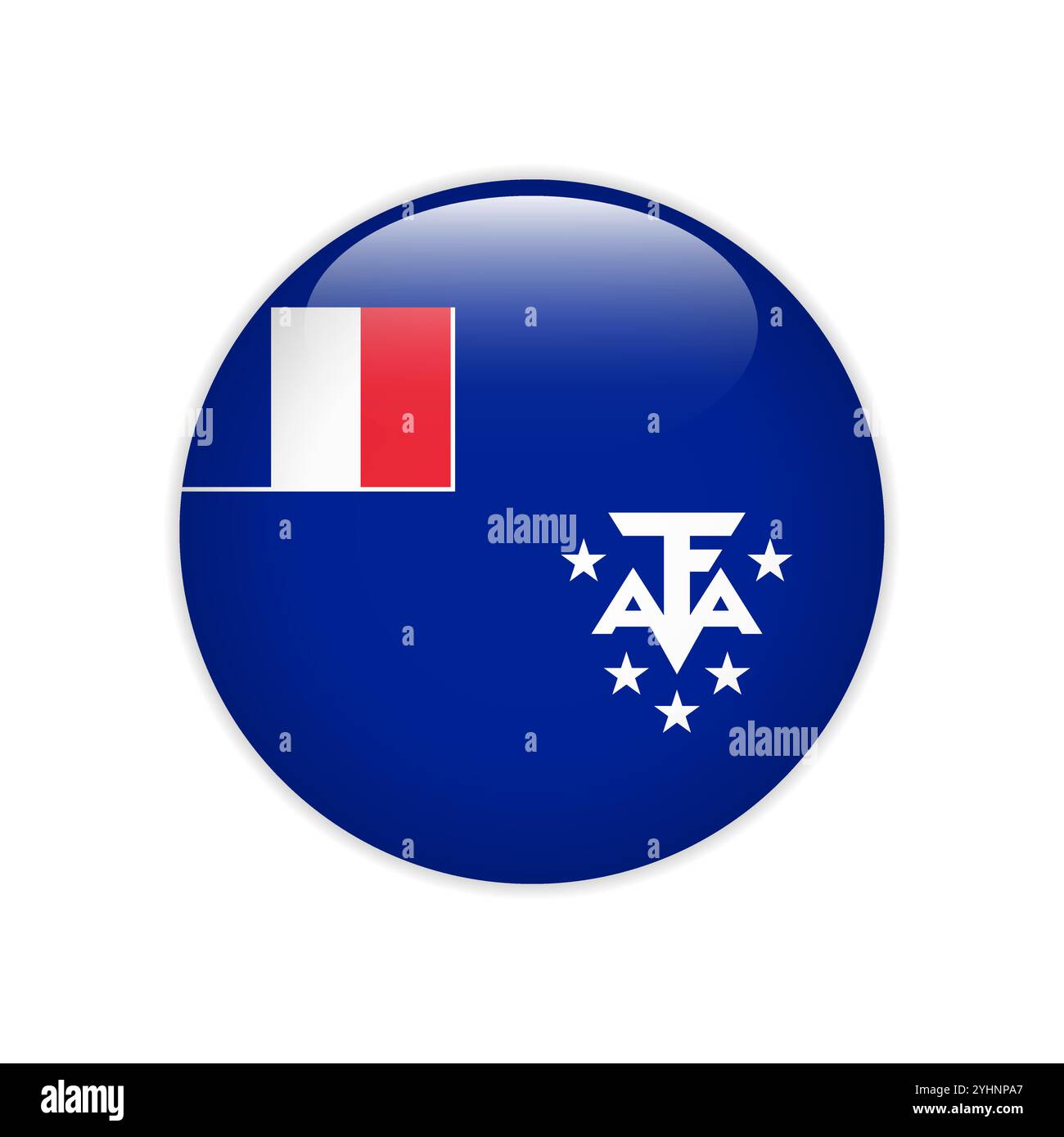 Pulsante bandiera delle terre australi e antartiche francesi Illustrazione Vettoriale