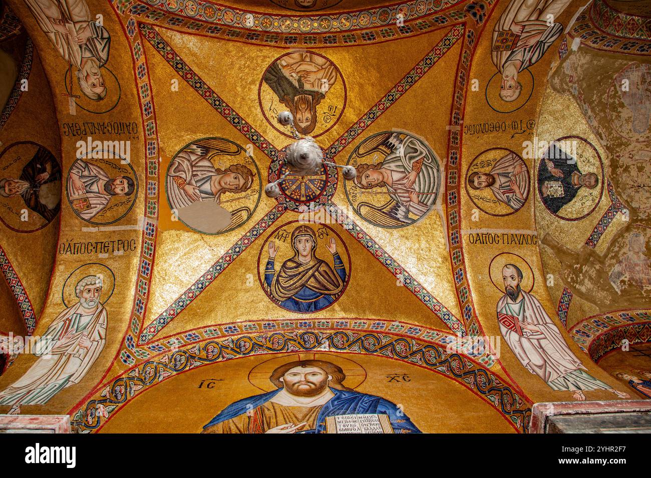 Mosaici, il Monastero di Ossios (o Hosios) Loukas, X secolo d.C. e rimane un importante esempio di architettura e arte bizantina, Foto Stock