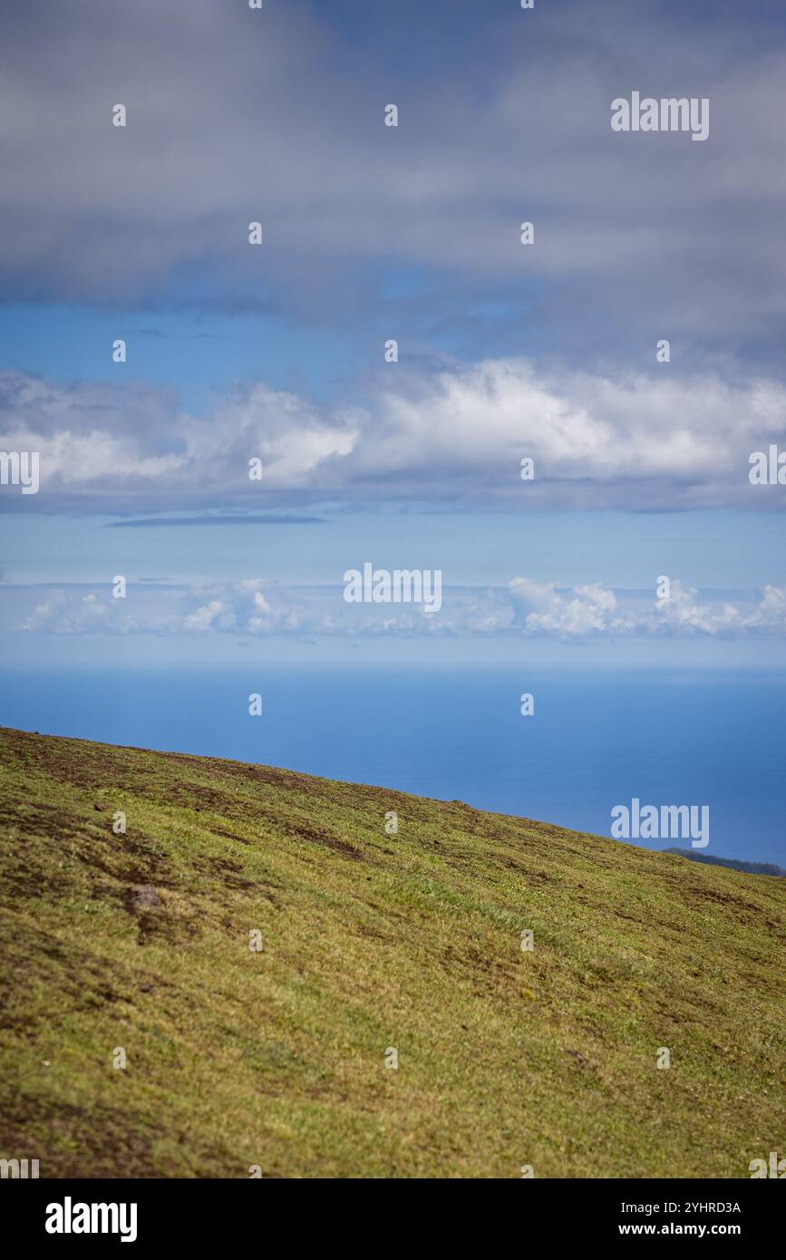 Viste mozzafiato sul mare dalla Foresta Fanale di Madeira su un altopiano. Foto Stock