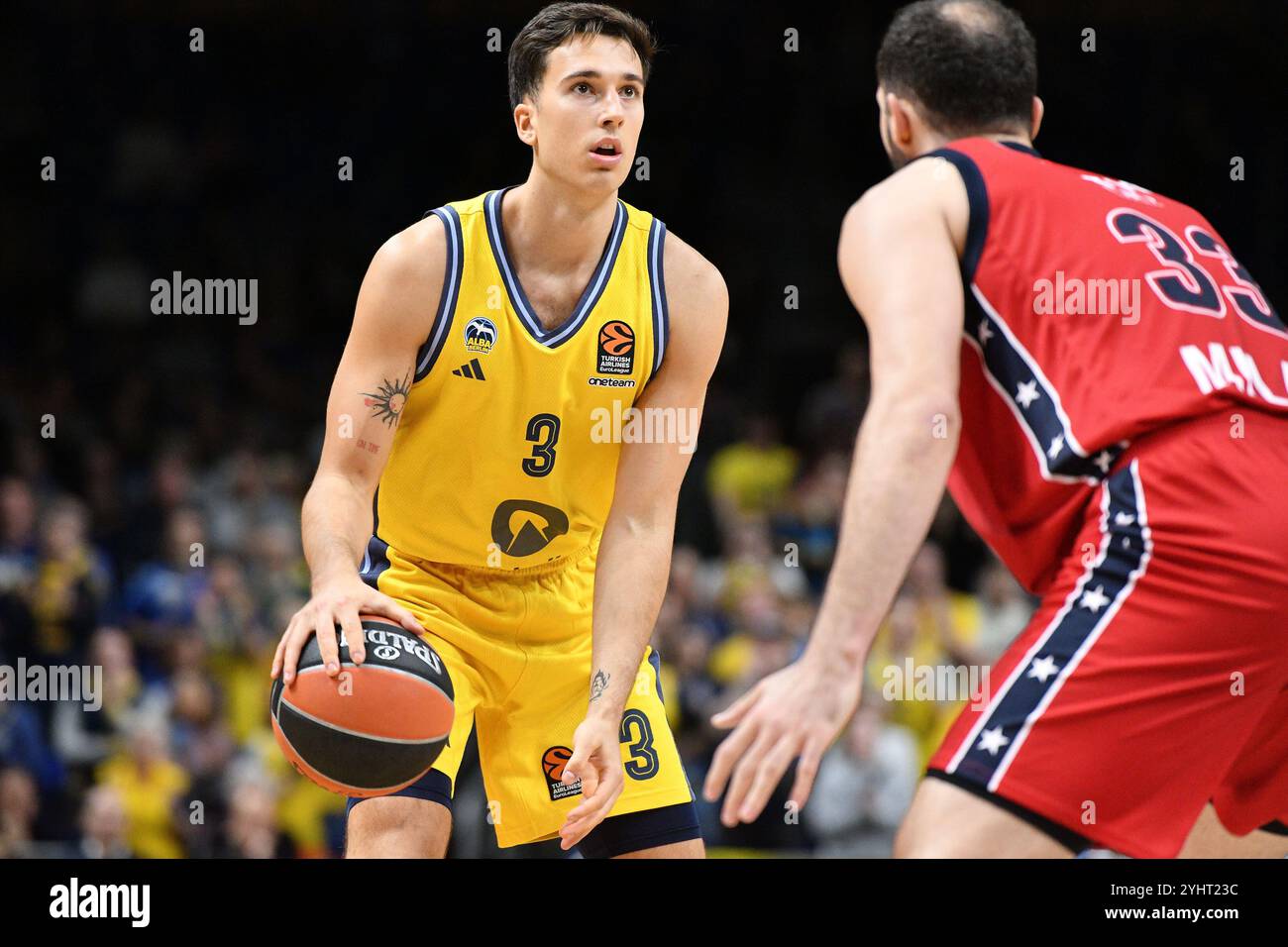 Matteo spagnolo (ALBA Berlin, #3) GER, ALBA Berlin gegen EA7 Emporio Armani Milano, basket, EuroLeague, Saison 2024/2025, 9. Spieltag, 12.11.2024 foto: Eibner-Pressefoto/Ryan Sleiman Foto Stock