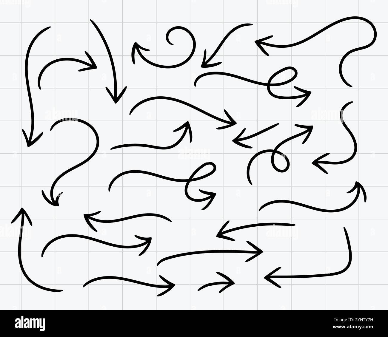 Doodle frecce disegnate a mano set di grandi dimensioni Illustrazione Vettoriale