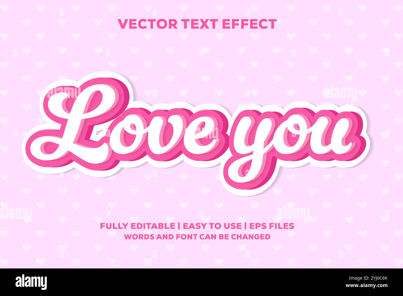 l'effetto testo vettoriale love you è completamente modificabile e facile da usare Illustrazione Vettoriale