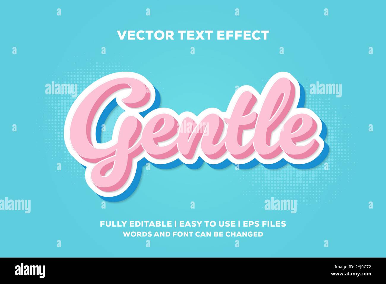 il delicato effetto di testo rosa e blu è completamente modificabile e facile da usare Illustrazione Vettoriale