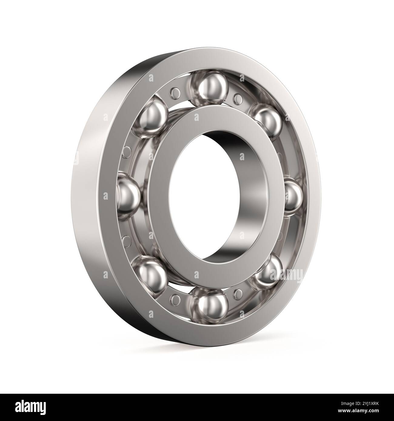 Cuscinetto a sfere su sfondo bianco. Illustrazione 3D isolata Foto Stock