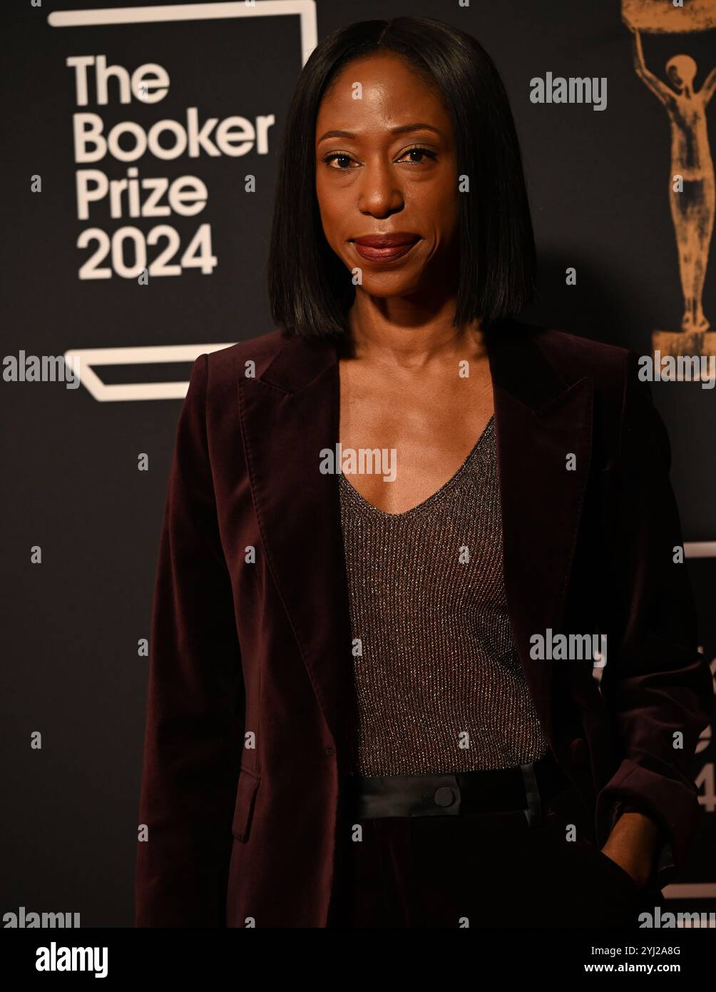 LONDRA, REGNO UNITO. 11 novembre 2024. Nikki Amuka-Bird partecipa alla cerimonia del Booker Prize 2024 all'Old Billingsgate di Londra, Regno Unito. (Foto di 李世惠/SEE li/Picture Capital) credito: Vedi li/Picture Capital/Alamy Live News Foto Stock