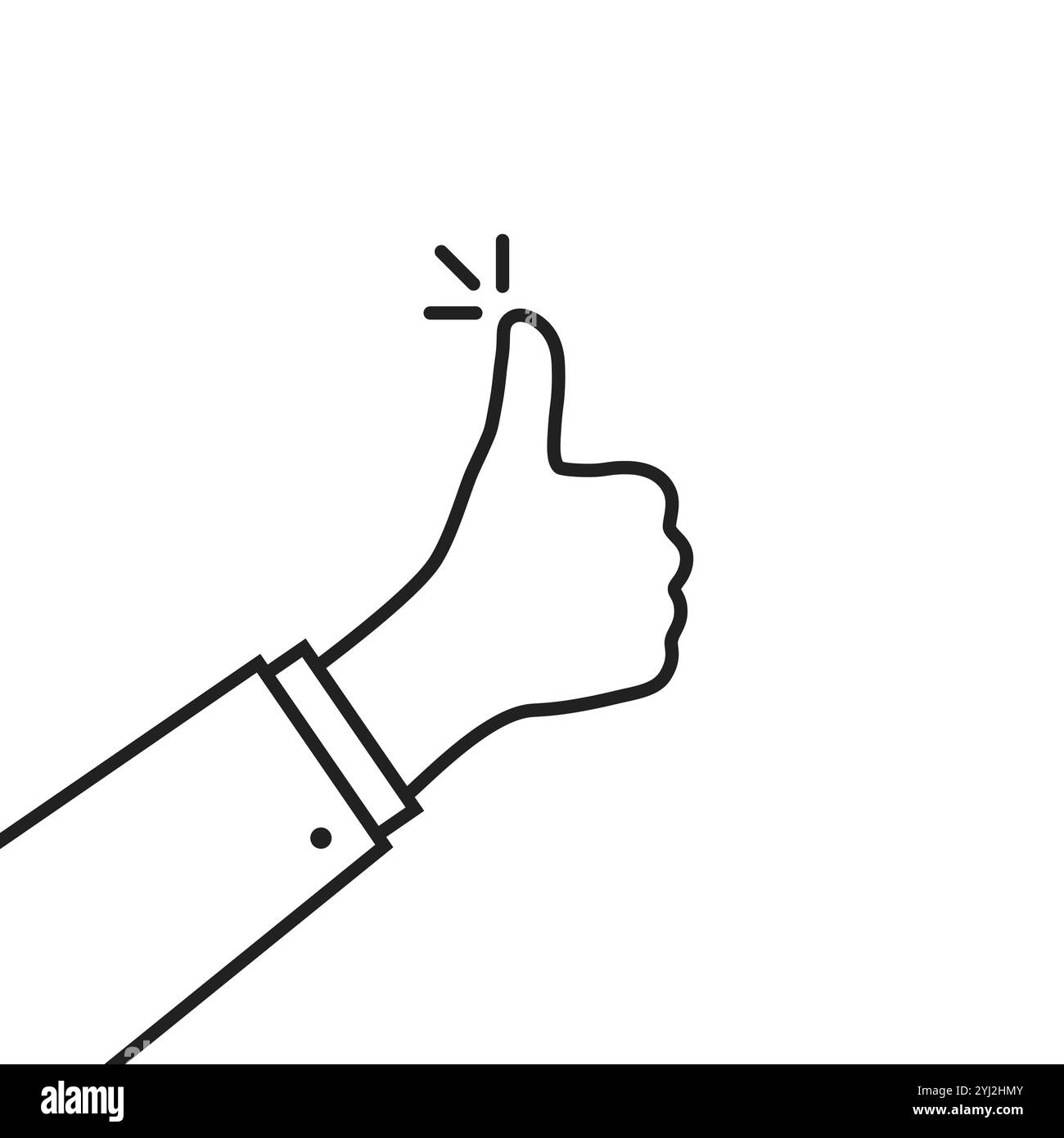 icona con il pollice verso l'alto con una linea sottile nera Illustrazione Vettoriale
