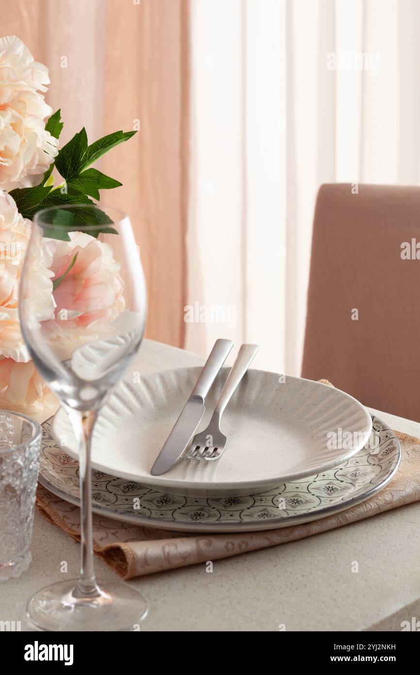 Posto per la cena impostazione Foto Stock