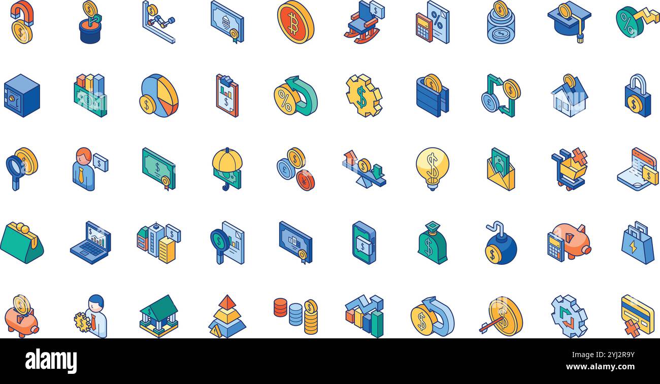 Icone risparmio raccolta icone vettoriali di alta qualità con tratto modificabile. Ideale per progetti professionali e creativi. Illustrazione Vettoriale
