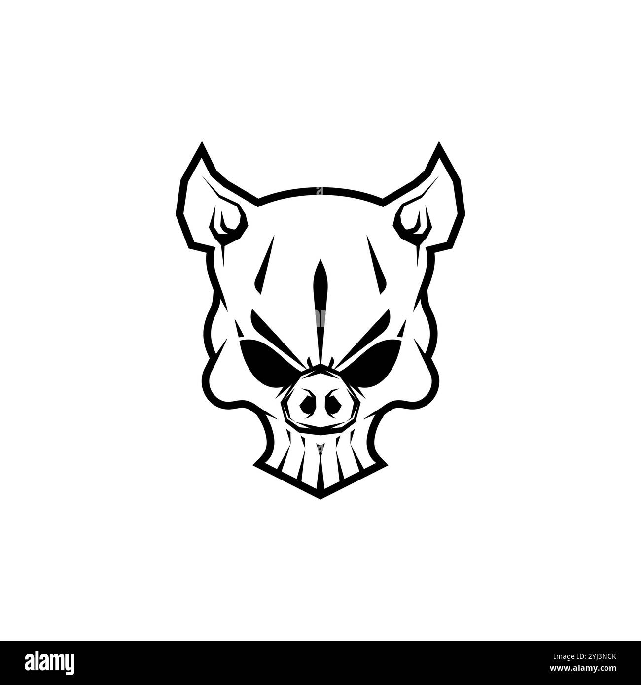 Cranio di maiale isolato. Testa di scheletro di maiale concettuale per bandiera pirata Illustrazione Vettoriale