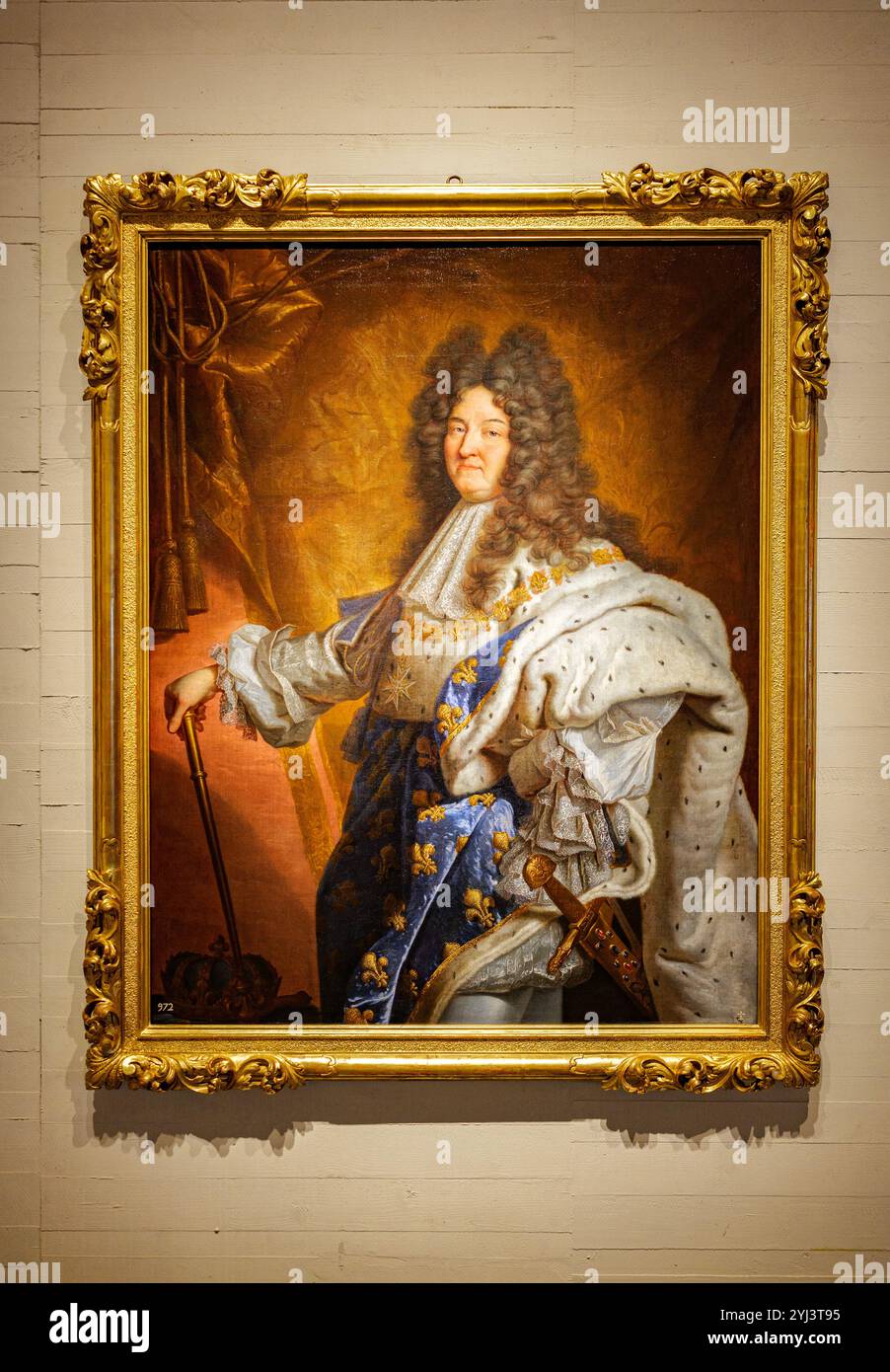 Luigi XIV di Francia. Olio su tela. Intorno al 1702 dal Workshop di Hyacinthe Rigaud, alla Royal Collections Gallery. Madrid, Spagna. Foto Stock