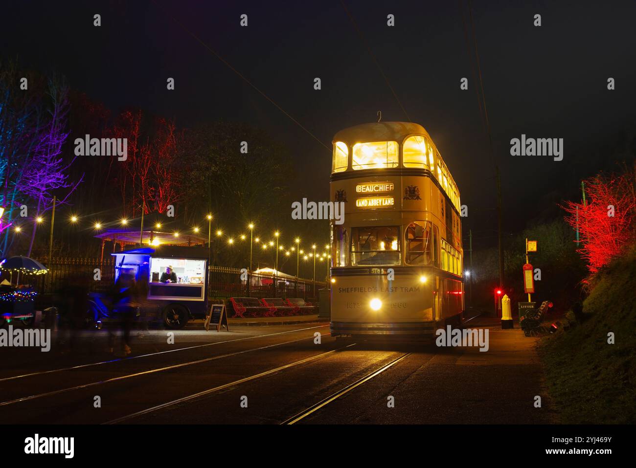 Crich, funivia, museo, villaggio, Foto Stock
