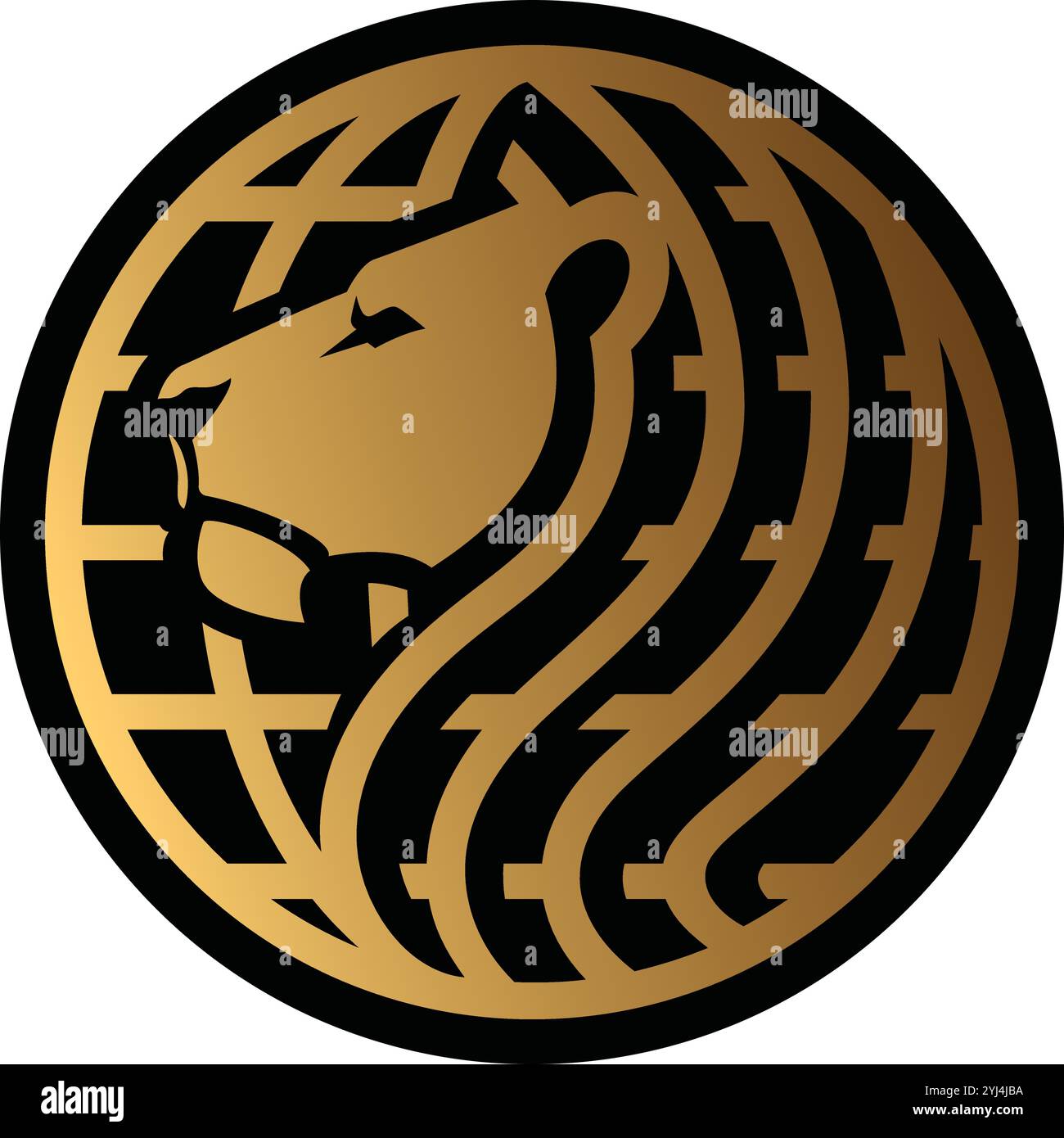 Testa di leone nel simbolo del globo Illustrazione Vettoriale