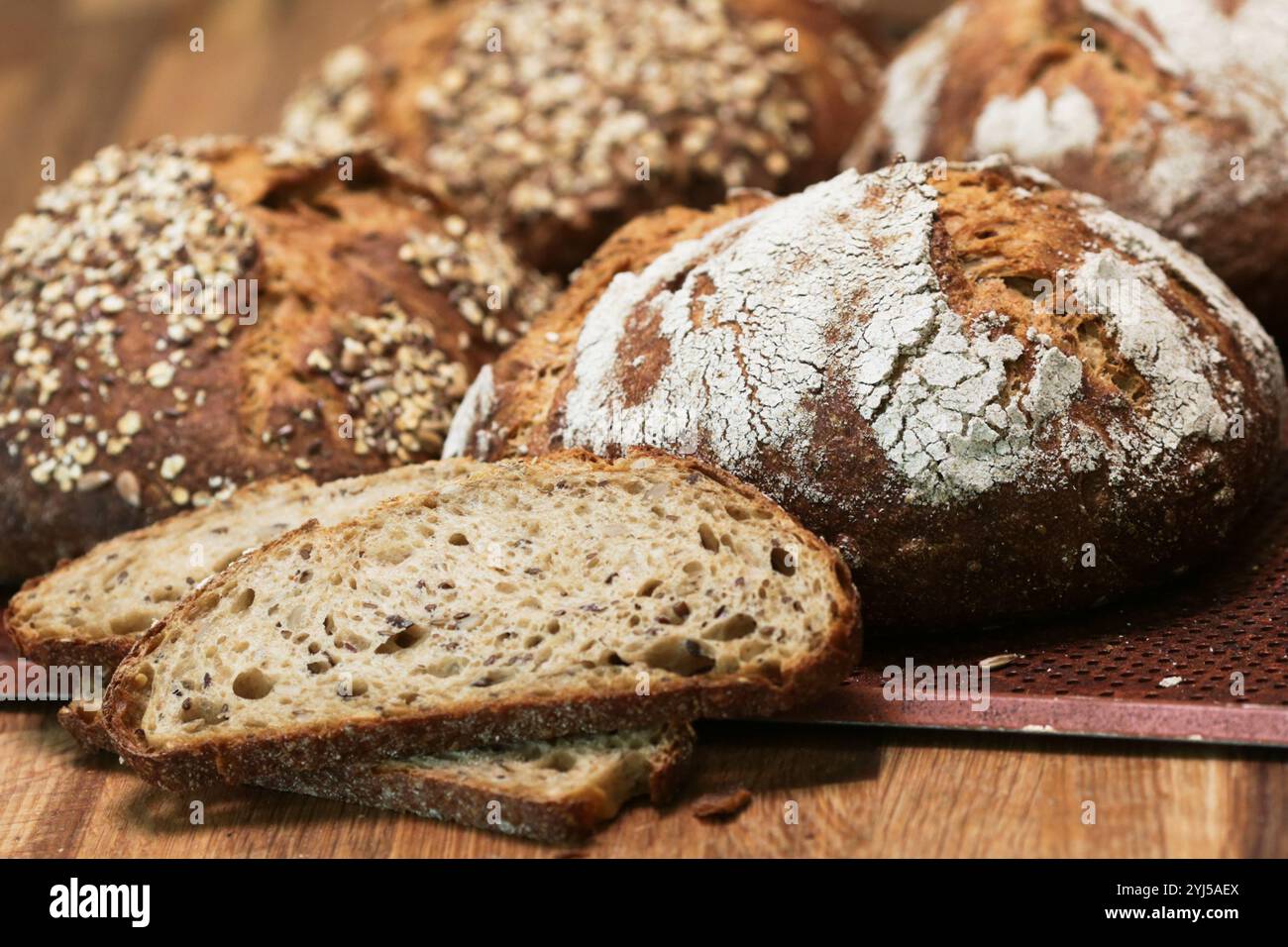 Diversi tipi di pane bianco Foto Stock