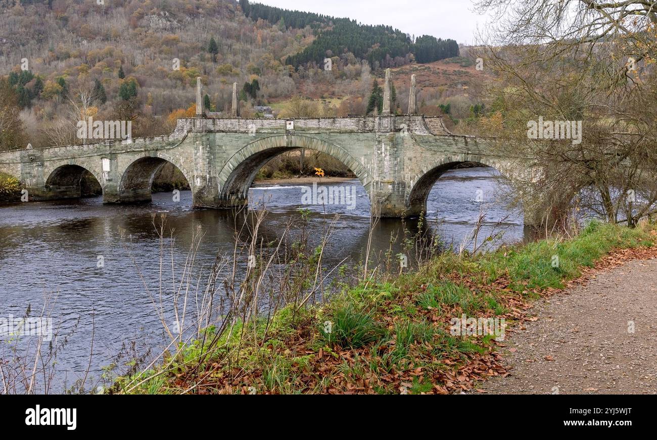 Ponte Wades sul fiume Tay, Aberfeldy, Perthshire, Scozia, Regno Unito Foto Stock