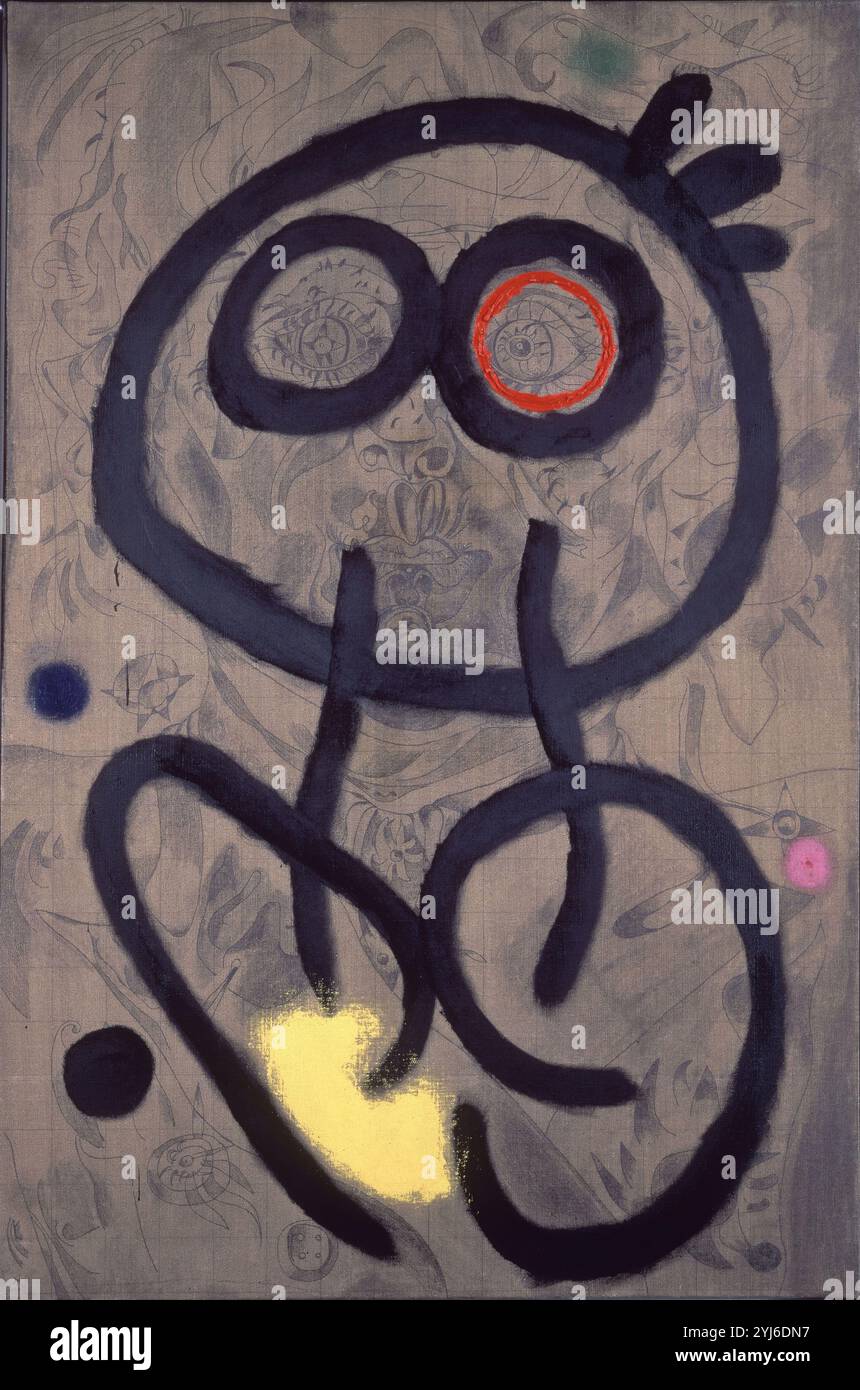 "Autoritratto", 1960, olio e penna su tela, 146,5 x 96,9 cm. Autore: JOAN MIRO. UBICAZIONE: FUNDACION JOAN MIRO. Barcellona. SPAGNA. Foto Stock