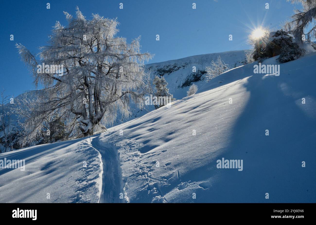 Skitour a Ochsenkopf da Achensee Foto Stock