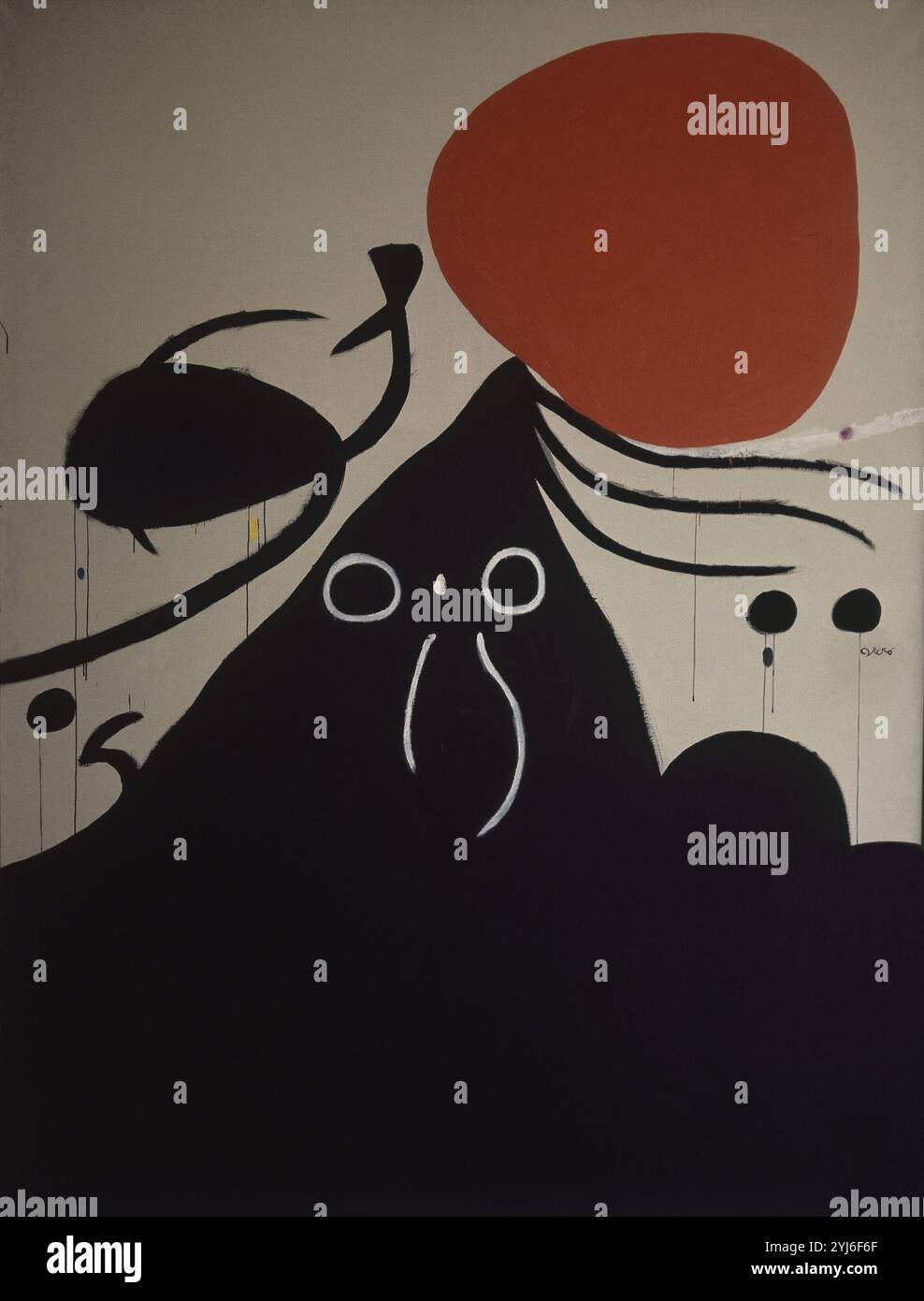 FEMME DEVANT LE SOLEIL I/ MUJER DELANTE DE EL SOL I, 1974, ACRILICO SOBRE TELA, 258,5X194 CM. Autore: JOAN MIRO. UBICAZIONE: FUNDACION JOAN MIRO. Barcellona. SPAGNA. Foto Stock