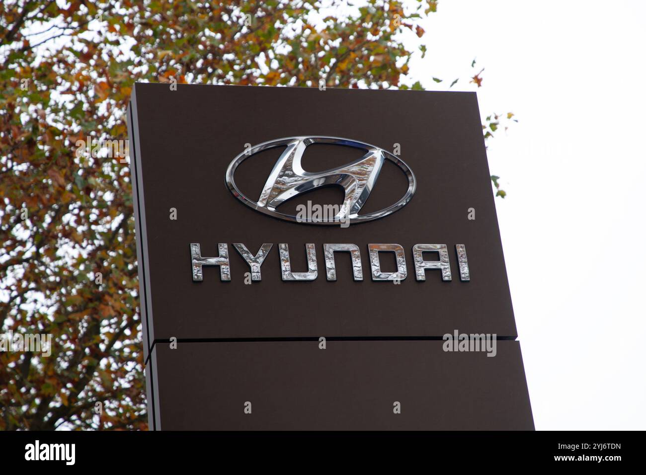 Logo Hyundai, a Southampton Foto Stock