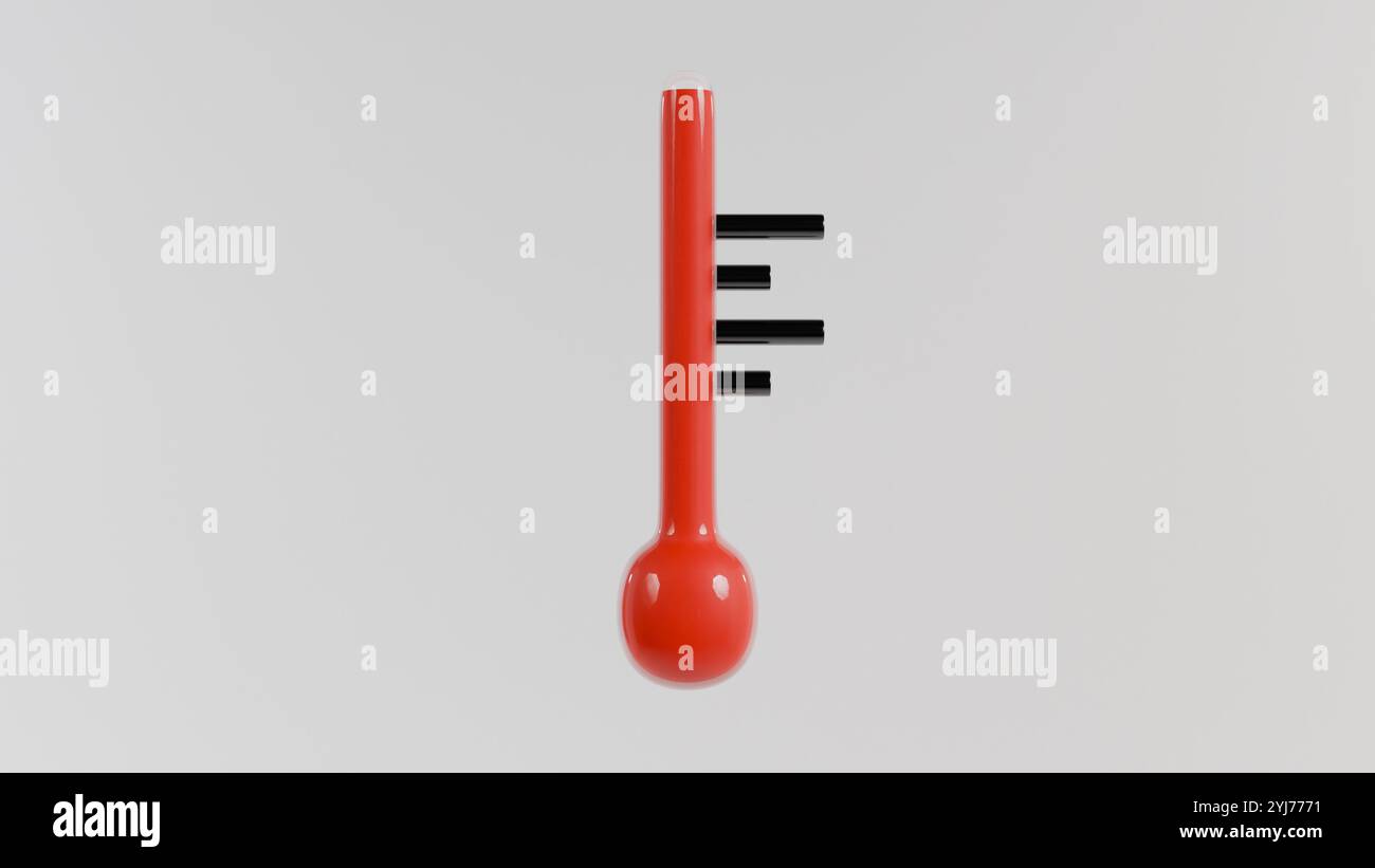 Termometro rosso che indica calore e temperatura elevata. Ideale per progetti relativi a temperatura, calore e clima. Foto Stock