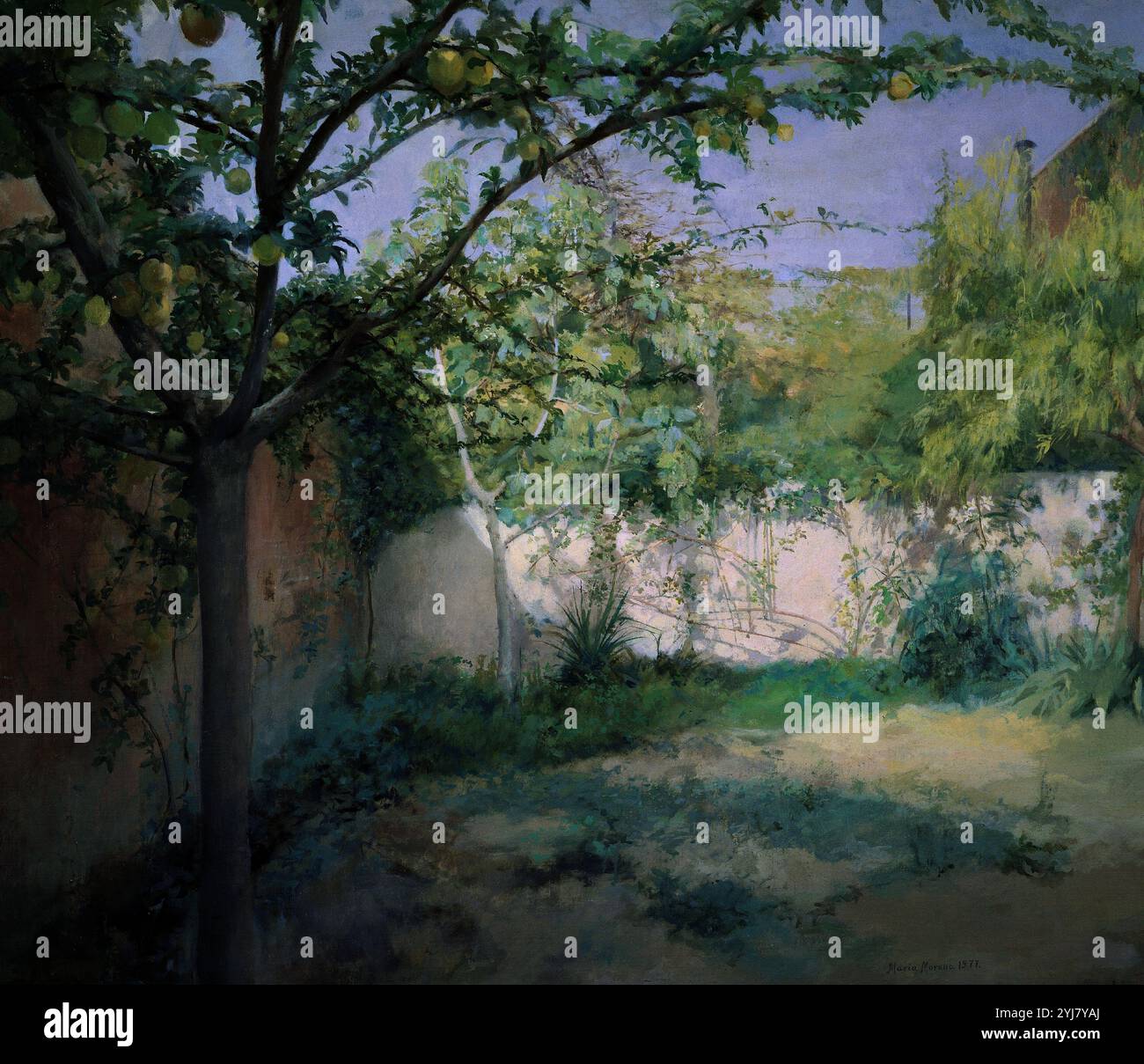 "Giardino in giugno", 1977, olio su tela, 82 x 94 cm. Autore: MARIA MORENO BLASCO (1933-2020). Luogo: RITIRO PRIVATO. MADRID. SPAGNA. Foto Stock