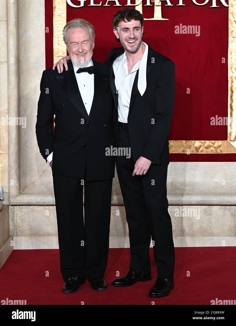 LONDRA, REGNO UNITO. 11 novembre 2024. Ridley Scott, Paul Mescal partecipa a "Gladiator II" The Royal Film Performance e Global Premiere all'ODEON Luxe, Leicester Square a Londra, Regno Unito. (Foto di 李世惠/SEE li/Picture Capital) credito: Vedi li/Picture Capital/Alamy Live News Foto Stock