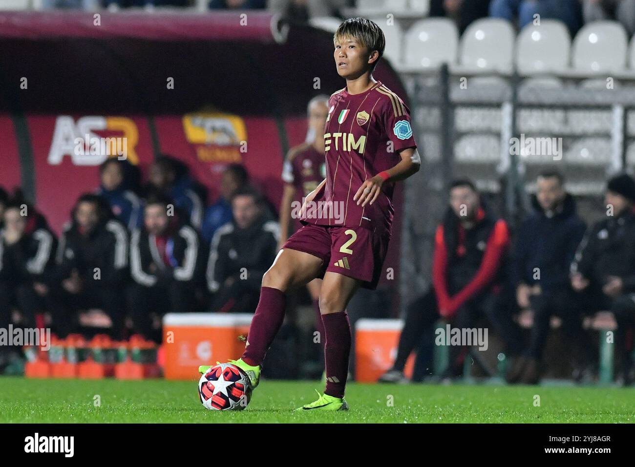 Roma, Lazio. 13 novembre 2024. Moeka Minami dell'AS Roma durante la WomenÕs partita di Champions League tra Roma Women e Olympique Lyonnais Woman allo stadio tre Fontane di Roma, 13 novembre 2024. Crediti: massimo insabato/Alamy Live News Foto Stock
