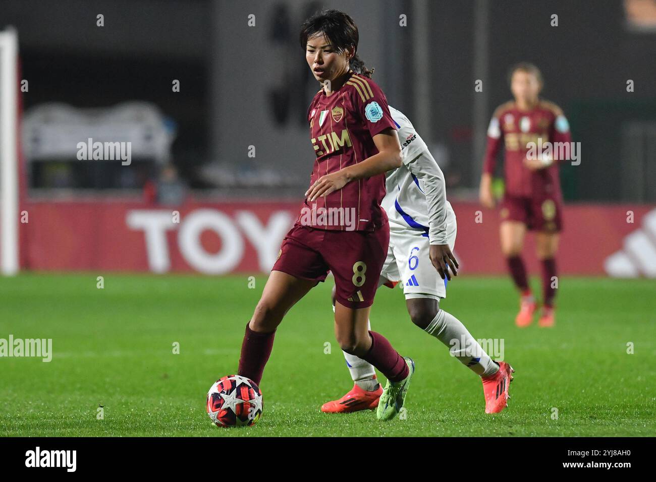 Roma, Lazio. 13 novembre 2024. Saki Kumagai dell'AS Roma durante la WomenÕs partita di Champions League tra Roma Women e Olympique Lyonnais Woman allo stadio tre Fontane di Roma, 13 novembre 2024. Crediti: massimo insabato/Alamy Live News Foto Stock