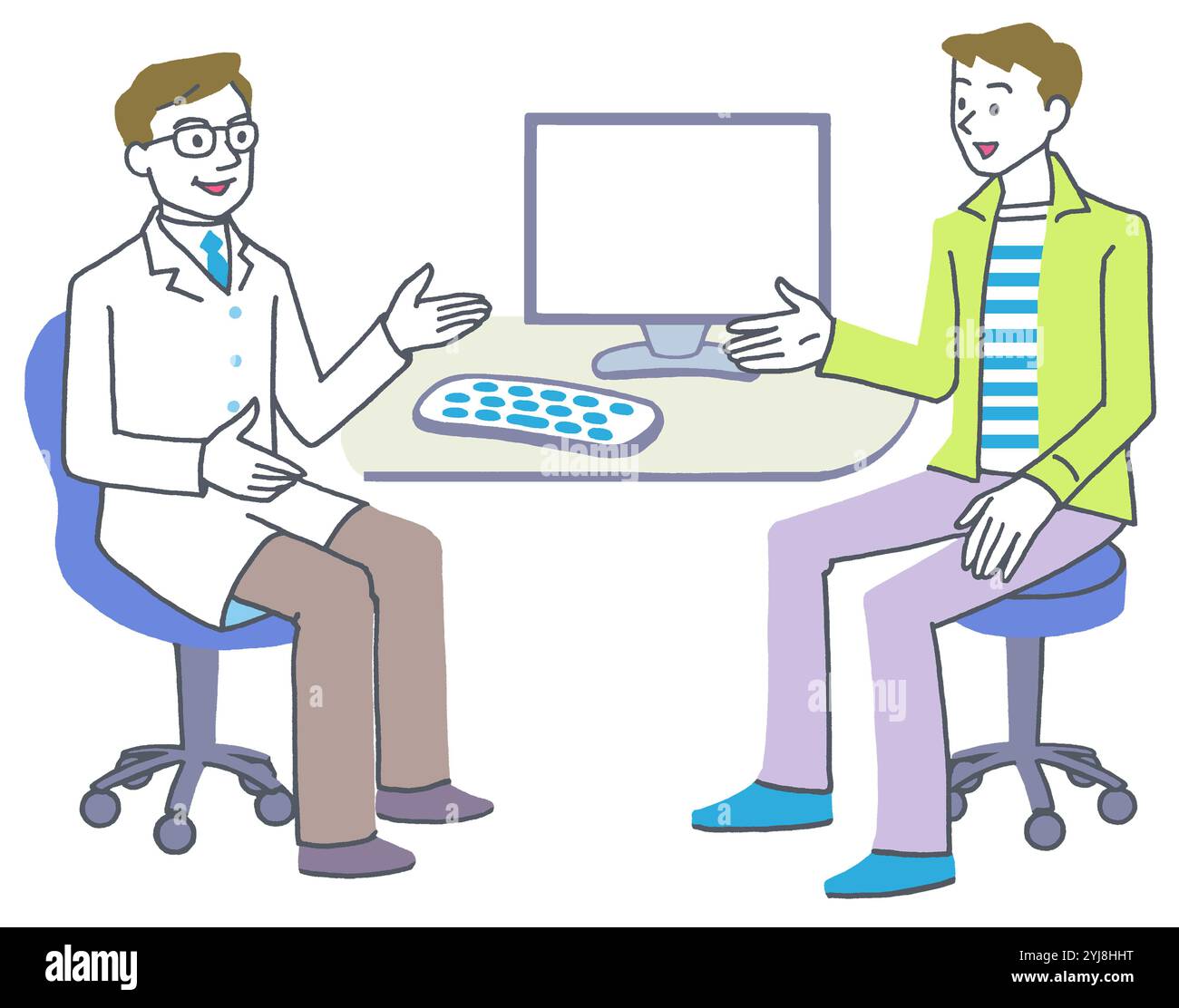 Medico ospedaliero e illustrazione del paziente Foto Stock