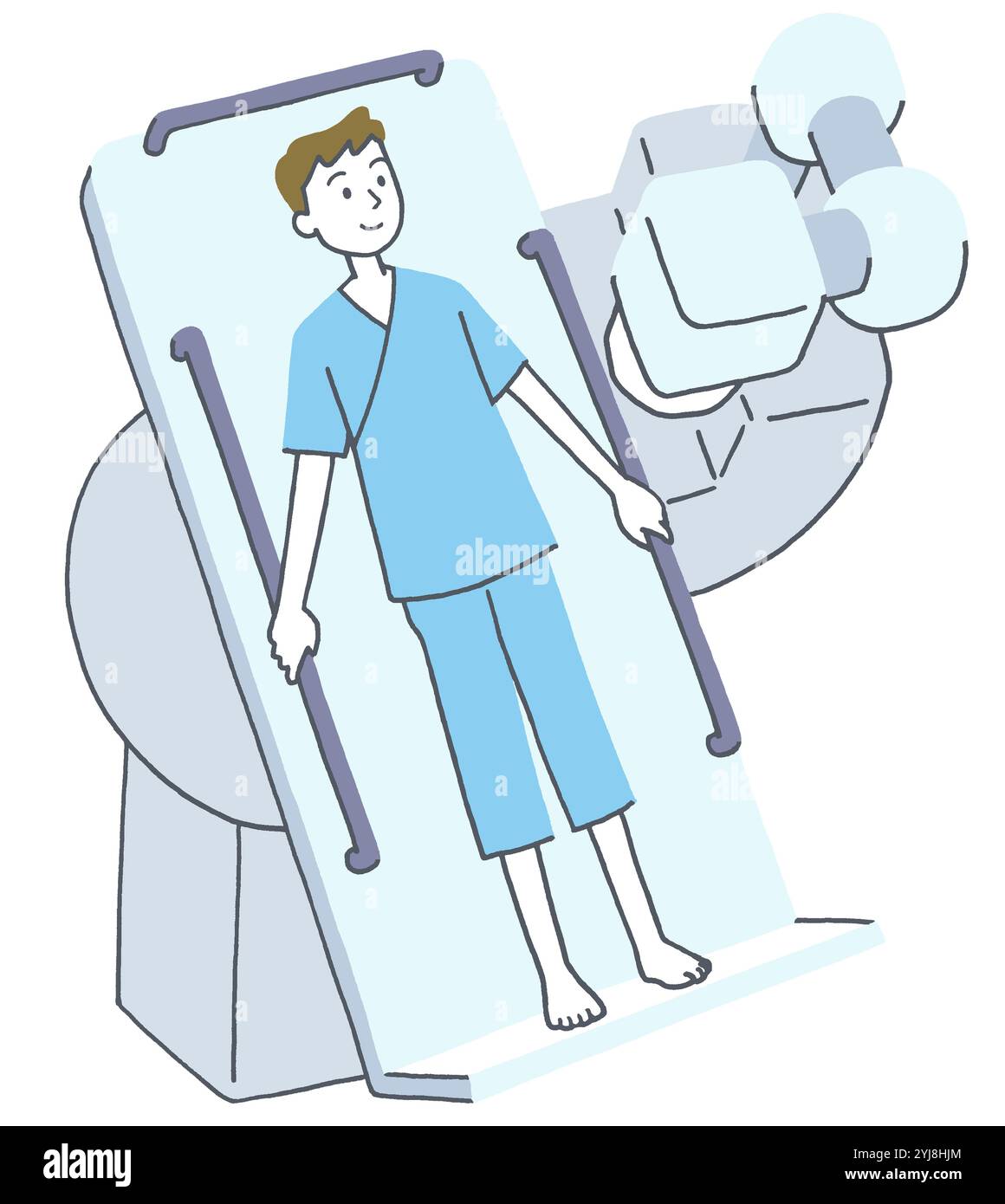 Immagine di un paziente di sesso maschile che esegue la radiografia Foto Stock