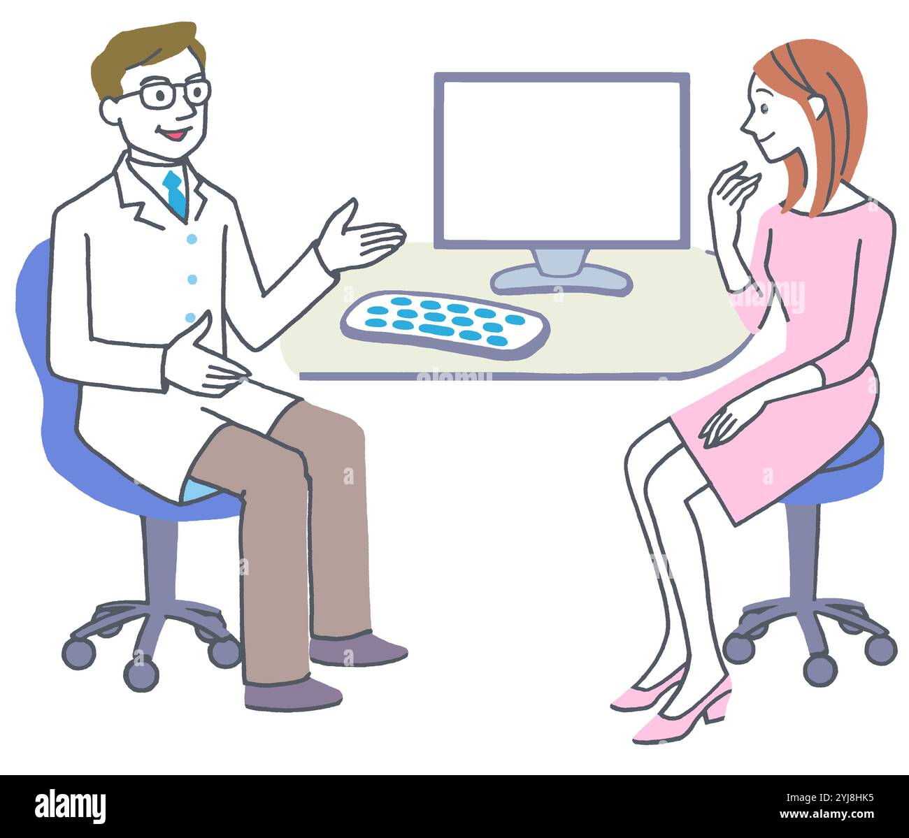 Medico ospedaliero e illustrazione del paziente Foto Stock