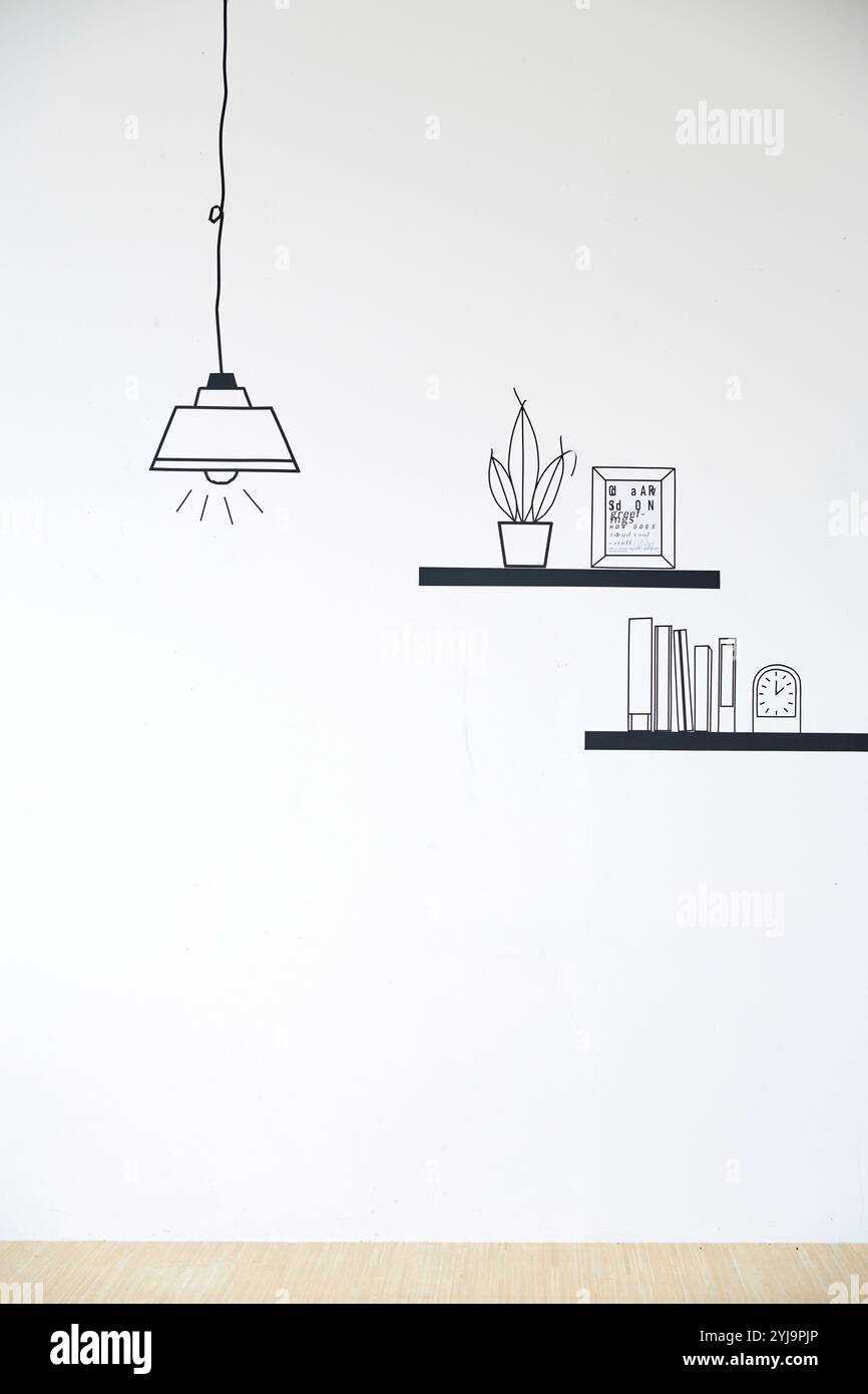 Lampada a sospensione e accessori per ripiani realizzati con mascheratura Foto Stock