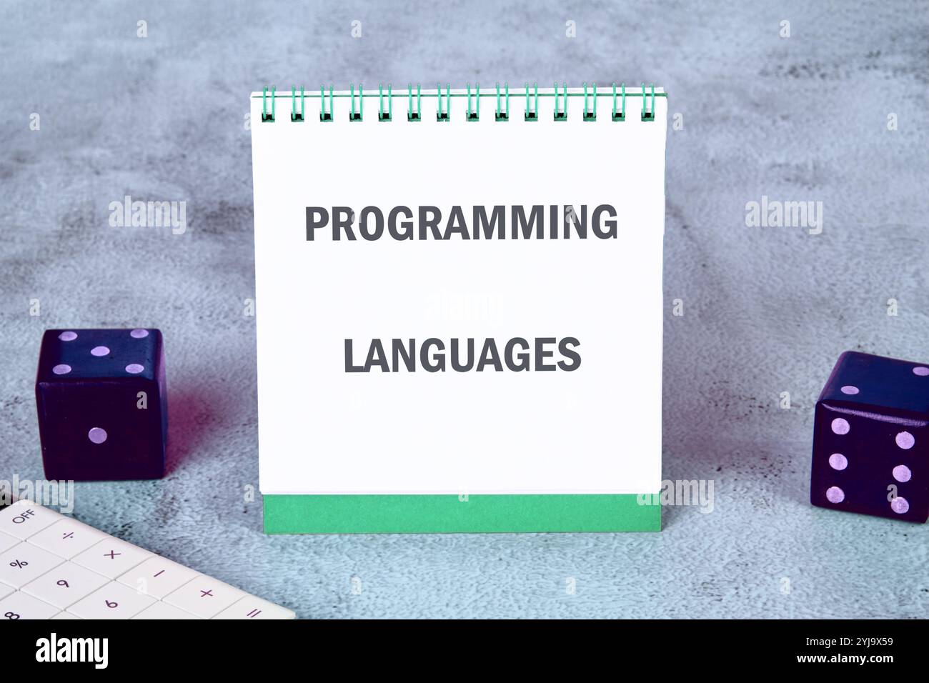 Business, programmazione, interfaccia, applicazione e concetto di rete. LINGUAGGI DI PROGRAMMAZIONE del testo su un blocco note verticale. Foto Stock